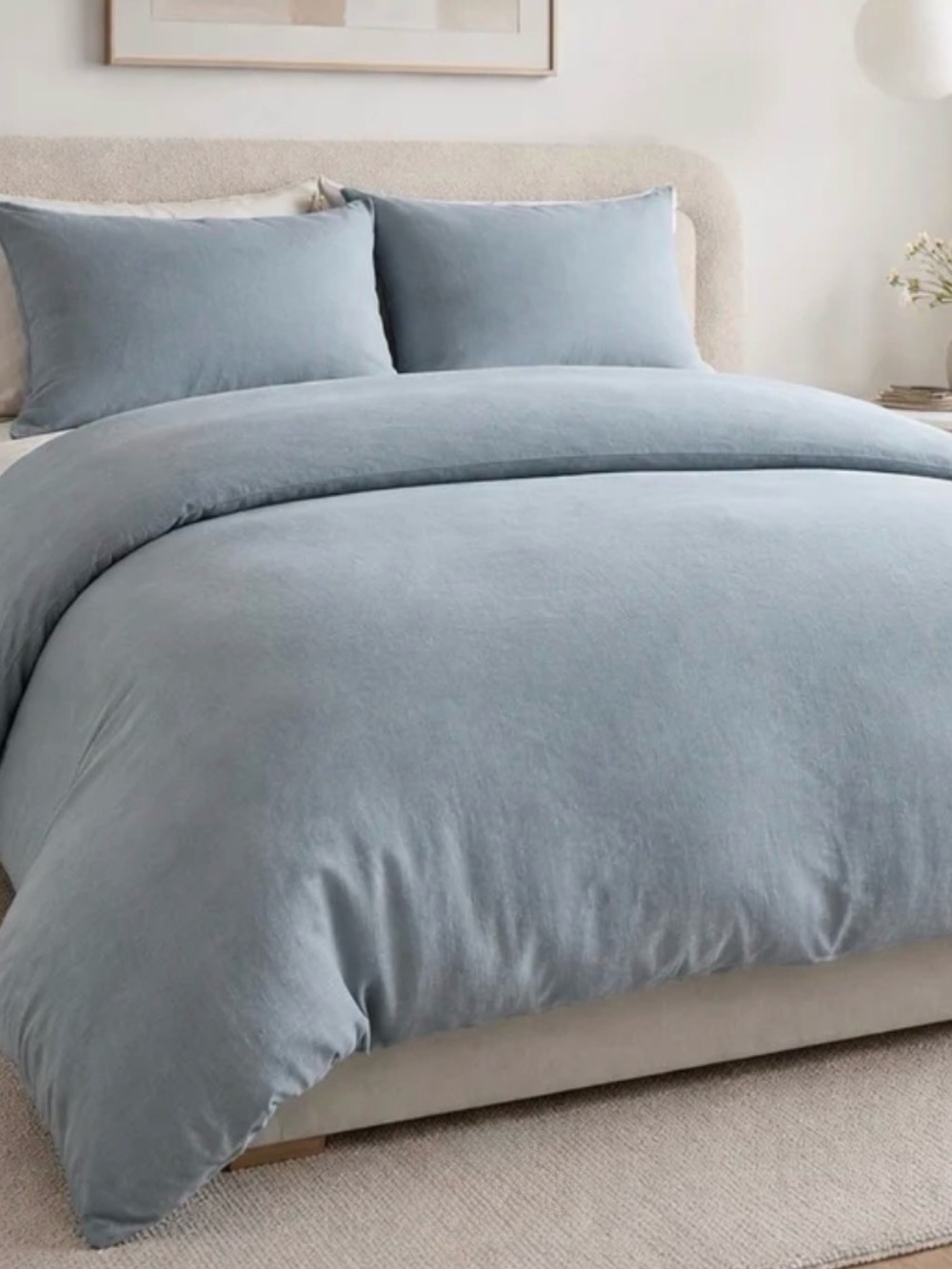 West Elm Flax Linen Blue Duvet Cover